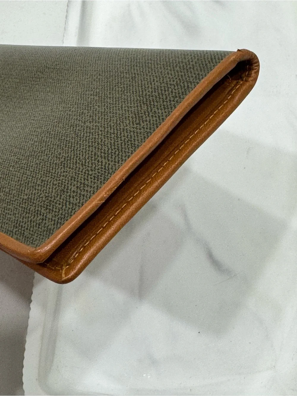 Dior Olive Green Long Card Holder with Brown Trim